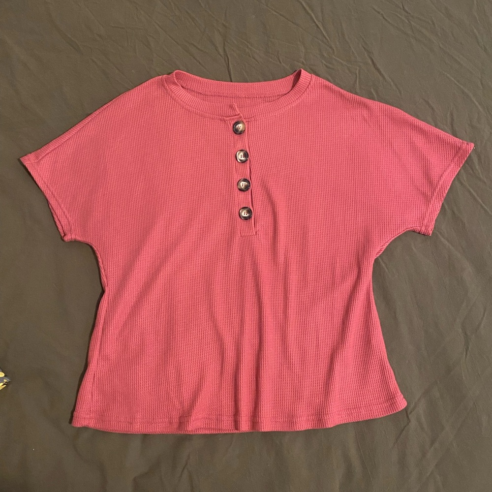Pink waffle knit tee M